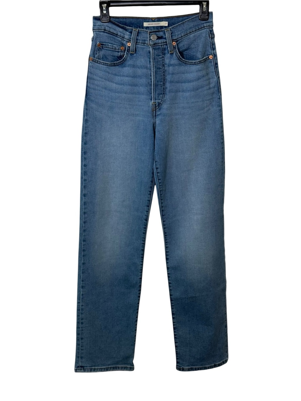 Levi’s Premium Ribcage Straight High Rise Ankle Button Front 27